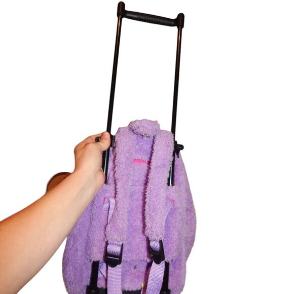 2-in-1 kids girls plush purple rolling backpack with plush ballerina hippo buddy - Picture 6 of 6